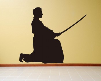 Japanese Samurai Silhouette Modern Wall Art Sticker